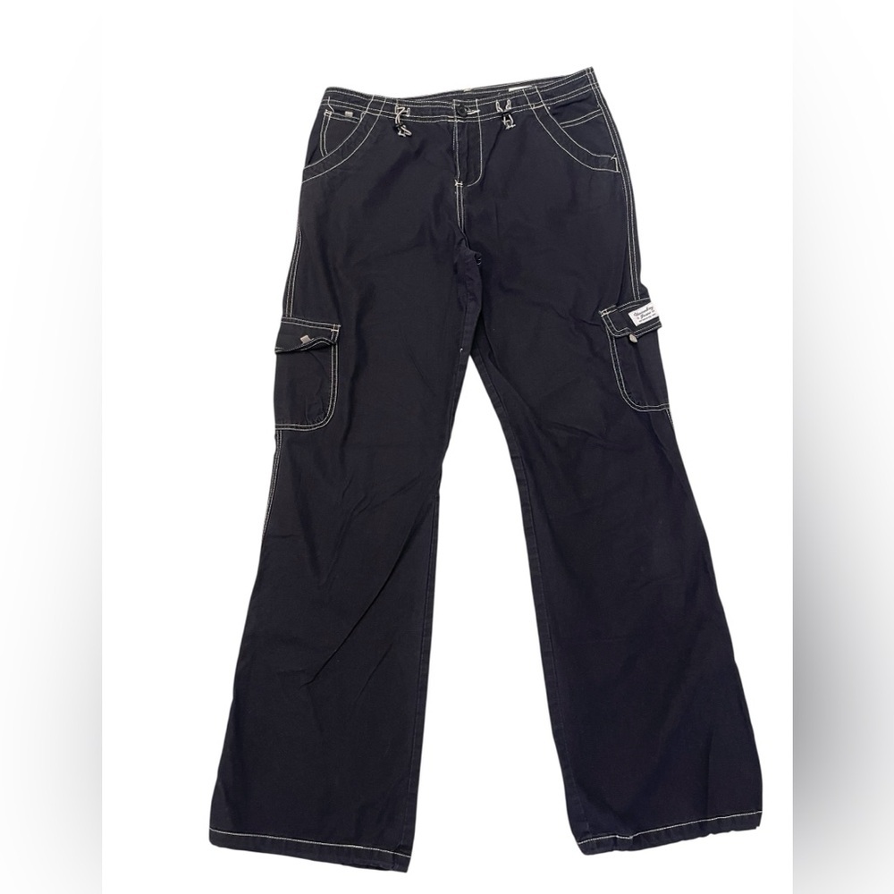 UnionBay Y2K 90s Black Bungee Cord Cargo Straight Leg Pants Juniors Size 9